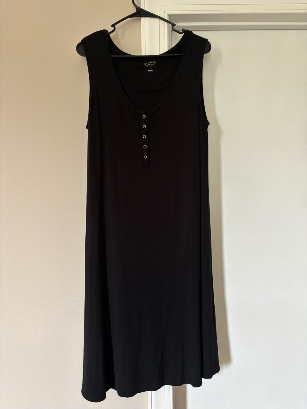 Isabel Maternity Black Sleeveless Henley Midi Nursing Dress